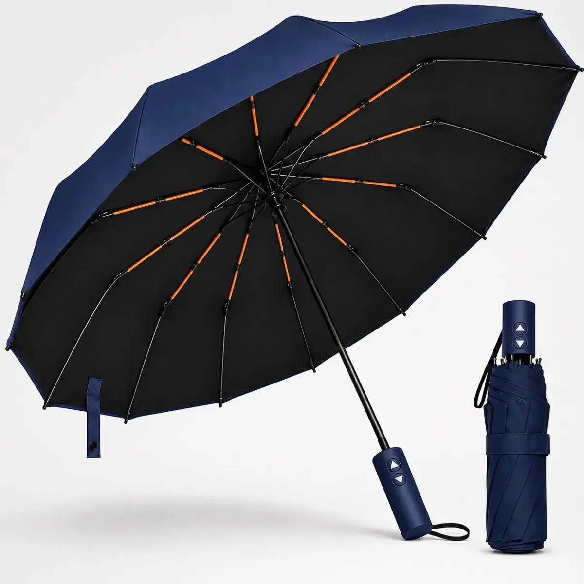 Guarda Chuva Abre E Fecha Automático Reforçado Contra Vento Proteção Uv Azul