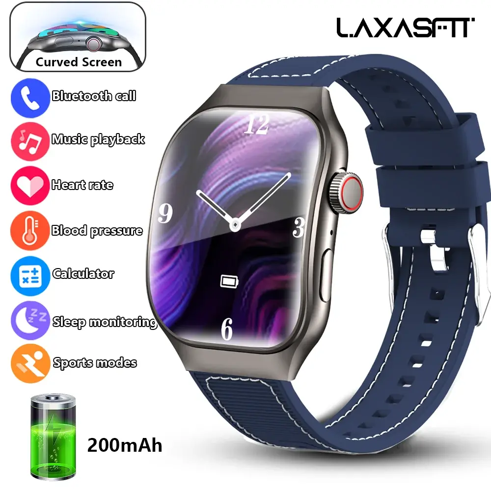 LAXASFIT Nova Tela Curva Relógio Inteligente Feminino 2.01 ''AMOLED HD Touch Screen Bluetooth 5.3 Chamada de Voz Relógio Inteligente de Fitness Masculino - 1