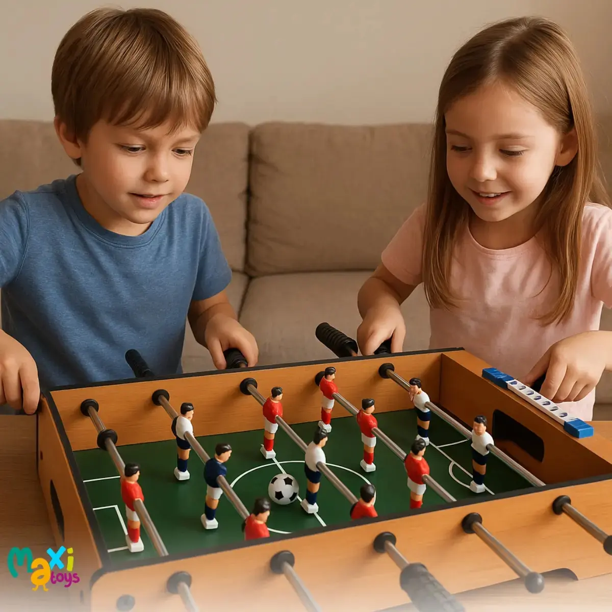 Mini Mesa de Pebolim Infantil Madeira Maxi Toys 2 Bolas thumbnail 2