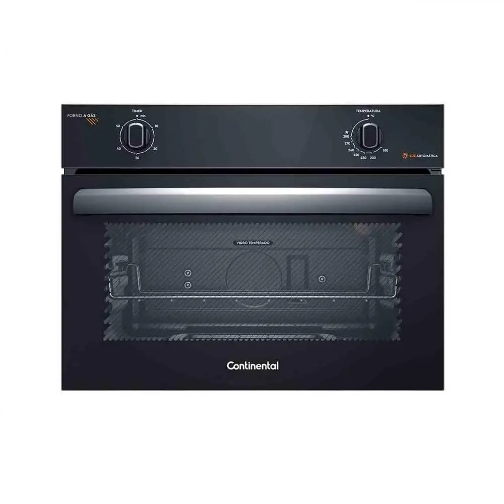 Continental Forno de Embutir a Gás OC4GM Preto 50 Litros com TOPLimpaFácil e Timer, 59,6 x 57,5 x 46,5 cm, 20 kg - 1