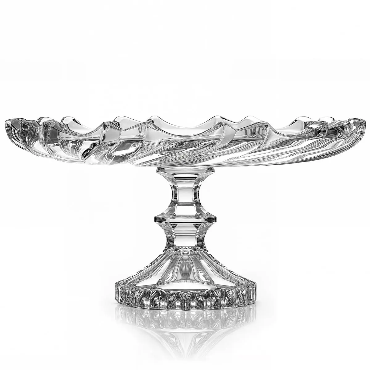 Prato para Bolo de Vidro com Pé 30cm Twist Centro de Mesa HABITARA HOME | Base elevada para melhor apresentação, acabamento trabalhado, valoriza sobremesas, ideal para receber convidados