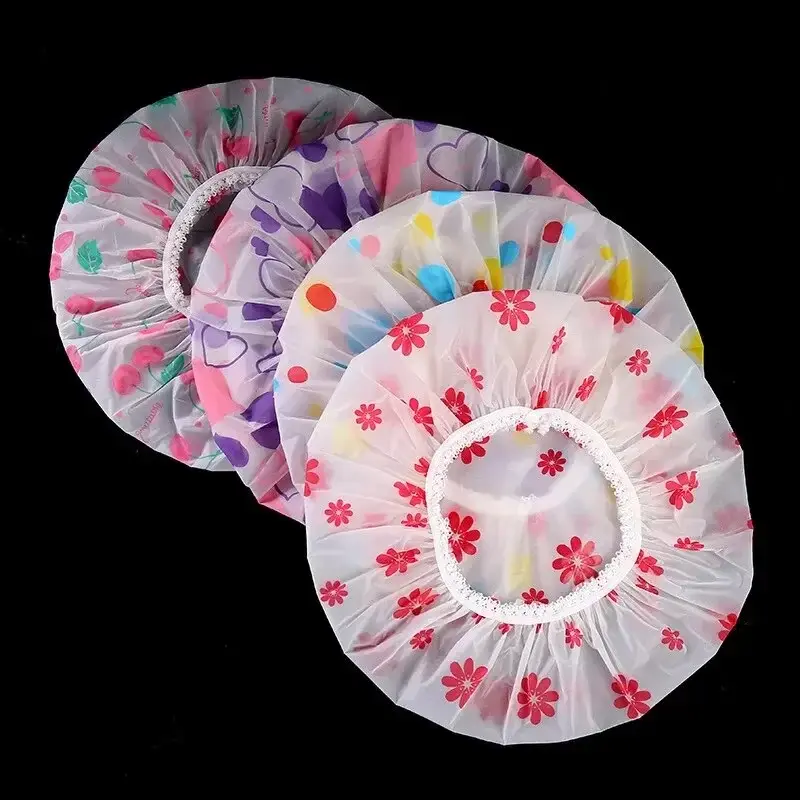 5 Peças Touca de Banho Impermeável Feminina para Uso Doméstico, Anti-óleo e Anti-fumaça, para Cuidado Capilar e Proteção de Cabelos Secos - 1