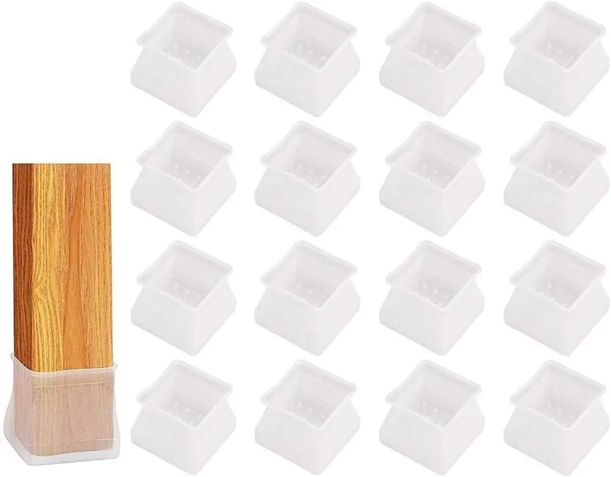 16 protetores de silicone para pés de cadeiras, protetores de piso, protetore quadrados para pés de móveis