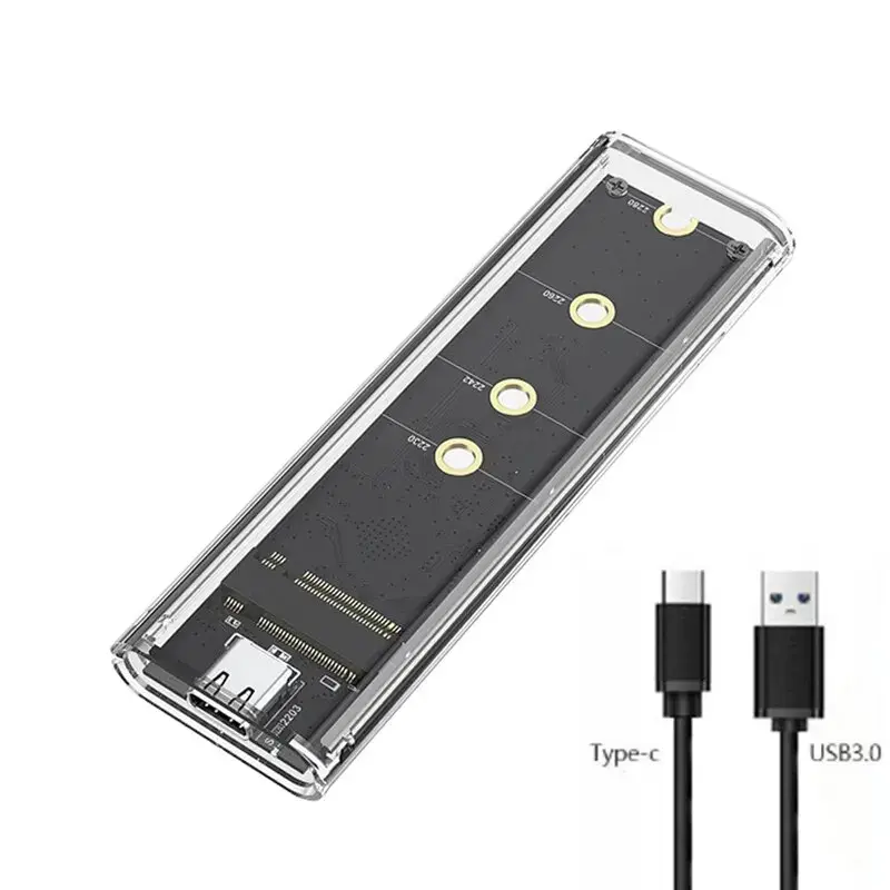 Adaptador de Encapsulamento M.2 NGFF/NVME para USB3.0, Case para Disco Rígido Móvel, SSD SATA Tipo-C 5Gbps para Transferência de Dados