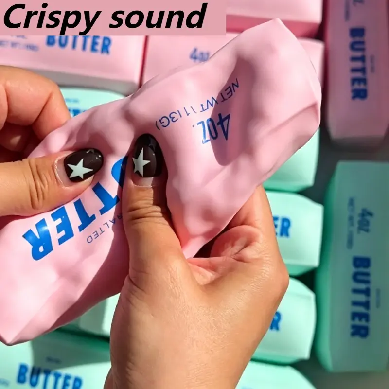 Bola Anti-stress Macia em Formato de Manteiga, Brinquedo Fidget Crocante para Apertar, Blocos Redondos Recheados, ASMR, Alívio do Estresse, Relaxamento das Mãos, Brinquedo de Presente - 1