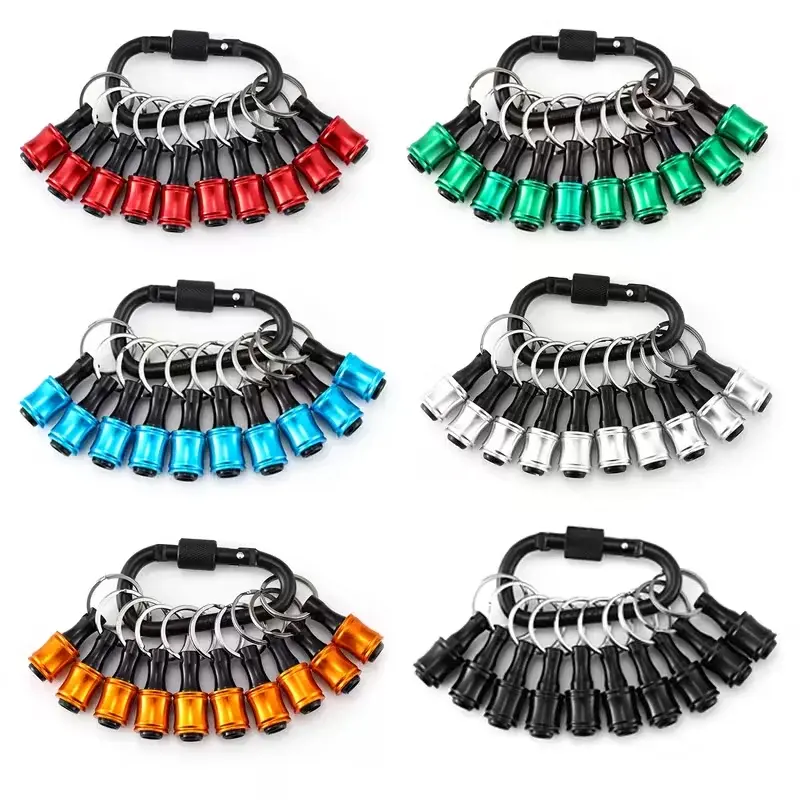 【Conjunto de 10 Peças】Conjunto de Chaves de Soquete Multifuncionais com Cabo Hexagonal + Haste Adaptadora + Haste de Extensão + Brocas, Pontas para Parafusadeira Elétrica, Conjunto de Ferramentas para Reparos Domésticos, Design de Chaveiro Colorido de Liberação Rápida - 1