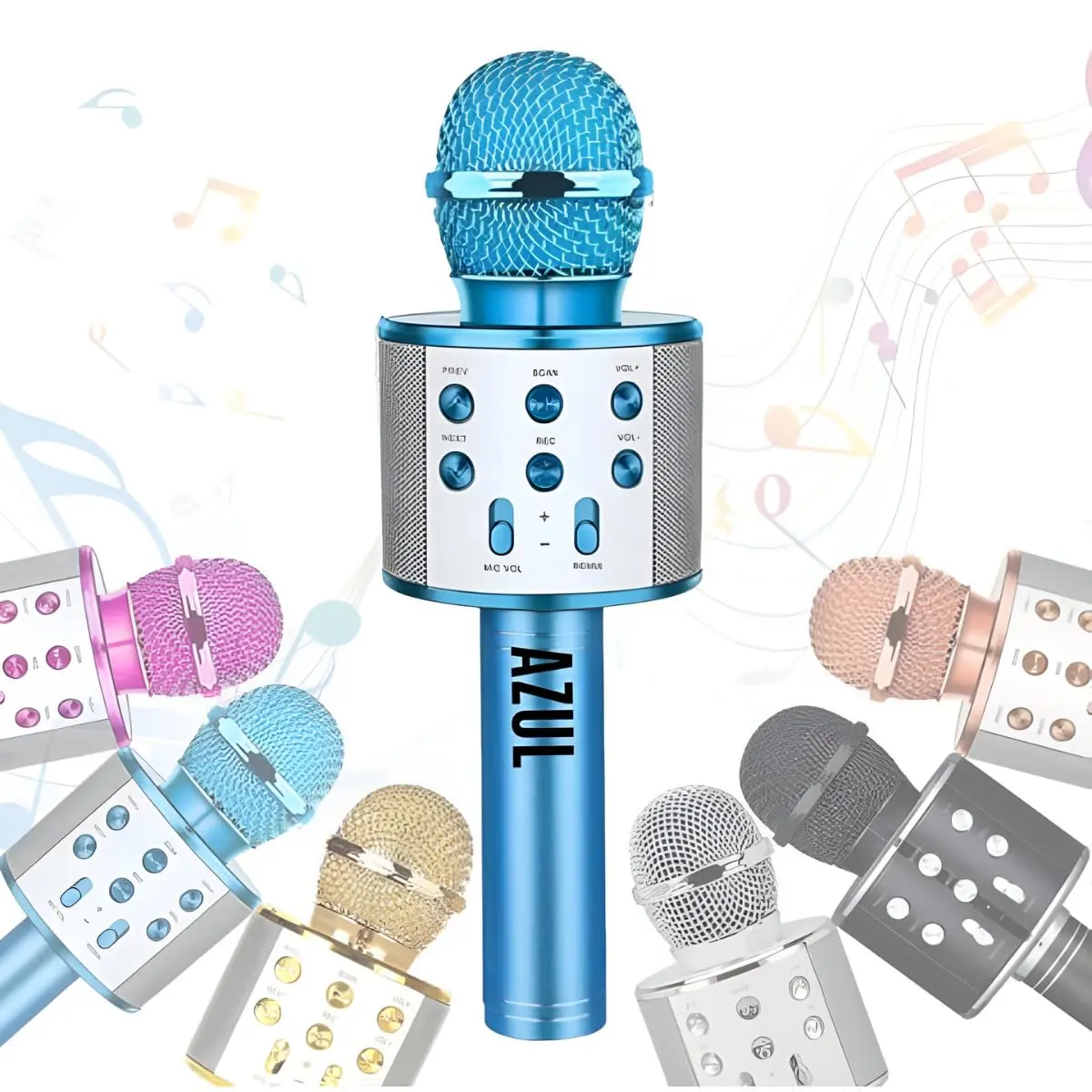 Microfone Infantil Karaoke Sem Fio Recarregável USB Portátil (AZUL 02) | para Crianças Menina Menino Festas e Eventos